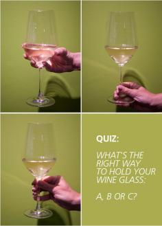 
                    
                        Are you a sophisticated sipper? What's the right way to hold your wine glass: A, B or C? Click to find out the answer: www.colincowiewed...
                    
                
