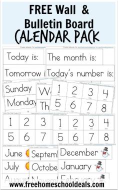 FREE Wall/ Bulletin Board Calendar Pack Instant Download