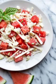 
                    
                        Watermelon Jicama Salad with Queso Fresco and Honey-Lime Vinaigrette | www.tasteloveandn...
                    
                