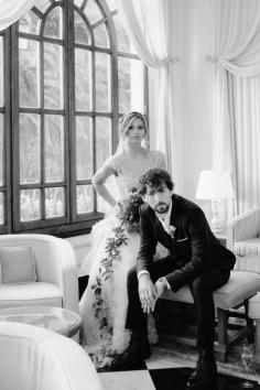 Beautiful lavender wedding dress | Aly Michalka's wedding day
