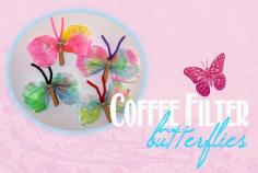 preschool spring crafts | Spring Children’s Craft: Coffee Filter Butterflies