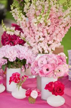 
                    
                        We love everything about monochrome groupings. Combine various shades of one color to create a breathtaking tablescape.  Wedding Colors, Pink Flowers, Wedding Flowers
                    
                
