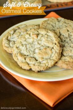 Soft and Chewy Oatmeal Cookies Recipe1/2 cup (1 stick) unsalted butter, softened 1/2 cup shortening 1 cup light brown sugar, packed 1 cup granulated sugar 2 large eggs 2 teaspoons baking soda 1 teaspoon salt 1/2 teaspoon baking powder 1 Tablespoon vanilla extract 2 1/4 cup all-purpose flour 2 cups old fashioned oats