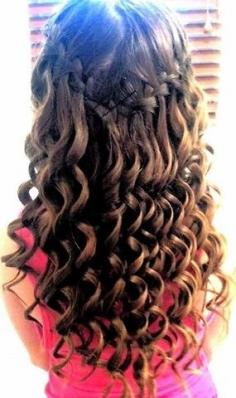 Perfectly curled waterfall braid