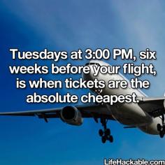 Best time to buy airline tickets. I need to remember this!!!!