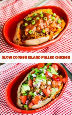 Slow Cooker Island Pulled Chicken © Jeanette's Healthy Living #slowcooker #crockpot #chicken #recipe #healthyliving #cleaning #glutenfree #slowNwholeCookbook