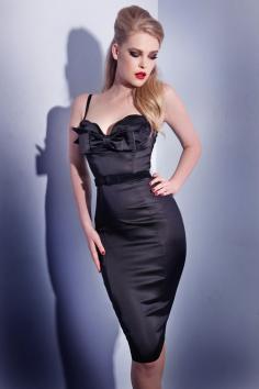 Black Satin Wiggle Dress for Wheels and Dollbaby.