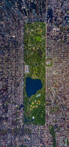 Super cool aerial view of CENTRAL PARK in New York City... such a beautiful oasis in the rush of the city