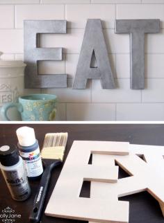BAKE - Anthro Inspired Faux Zinc Letters | Click Pic for 28 DIY Kitchen Decorating Ideas on a Budget | DIY Home Decorating on a Budget