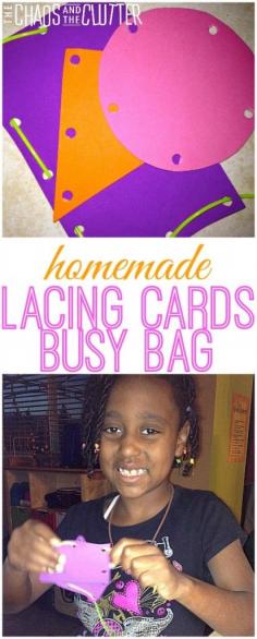 
                    
                        Homemade Lacing Cards…makes a great busy bag!
                    
                