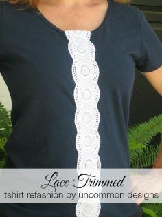 
                    
                        Lace Trimmed Tshirt Refashion - Uncommon Designs
                    
                
