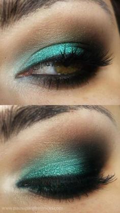 Aquamarine/Teal Smokey Eye I #makeup #cosmetics #beauty #eyes #eyeshadow #eyeliner #teal #smokey #aqua www.pampadour.com