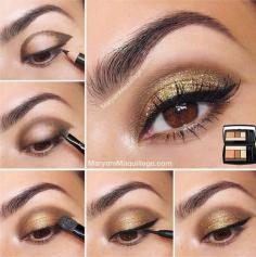 Brown and gold eyes w/black liner 
