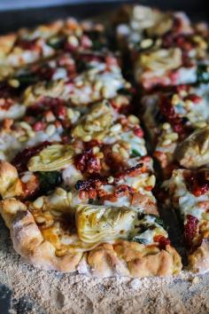
                    
                        Prosciutto, Artichoke Heart, and Sun-Dried Tomato Pizza with Pine Nuts and Spinach | theroastedroot.net #glutenfree #pizza Bob's Red Mill Julia Mueller
                    
                