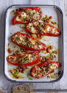 Romano rellenos with chipotle salsa. Stuffed peppers with a twist. These sweet Romano peppers are made to be filled with a spicy rice mix and mozzarella.