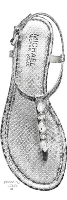 MICHAEL Michael Kors Jayden Jeweled Flat Thong Sandal Silver