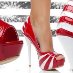 Red and white shoes
