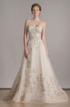 
                    
                        Embroidered tulle sweetheart strapless a-line wedding dress. Liancarlo, Spring 2016
                    
                