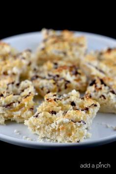 
                    
                        Coconut Macaroons Bars Recipe - Such a delicious treat for the coconut lover!   from addapinch.com
                    
                