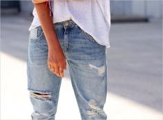 White shirt and boyfriend jeans