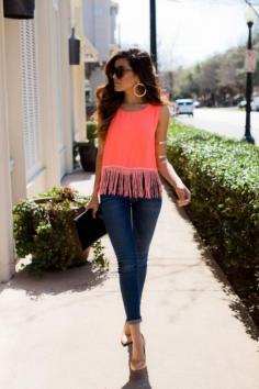 Adorable Back-to-School Outfits for Teens ... →Summer Throwback -- If you're loathe to retire all your summer clothes, start mixing and matching! Fall is still a lovely time for neons!