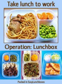 Operation: Lunch Box with EasyLunchBoxes. Pack lunch for work! MORE HERE ► Lunches for Work including pasta, healthy grains, pizza, chicken and beef. Adult lunches to look forward to.