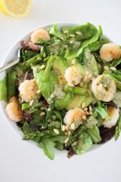 
                    
                        Grilled Shrimp and Asparagus Salad with Lemon-Pesto Dressing | theroastedroot.net #dinner #recipe #paleo #healthy
                    
                