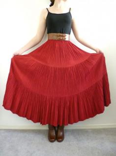 
                    
                        Double D Ranch Wear Tiered Skirt Broomstick Crinkle Maxi Boho Red #DoubleDRanch #western
                    
                