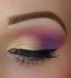 Pale yellow gold, and purple pink eyeshadow makeup
