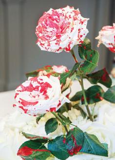 Modern & Chic Alice in Wonderland Birthday Party... paint white roses