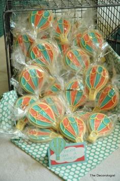 
                    
                        hot air balloon cookies for vintage travel baby shower
                    
                