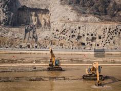 
                    
                        Picture of construction at the Longmen Grottoes, Henan Province, China
                    
                