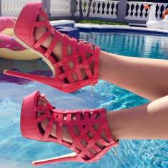 
                    
                        Hot! Coral Cut Out Peep Toe Platforms
                    
                