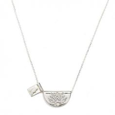 32" long silver Lotus with little buddha gold necklace by by charlotte