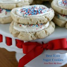 Best Ever Sugar Cookie - Big soft sugar cookies with cream cheese frosting and topped with jimmies