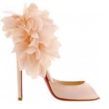 Christian Louboutin Pink Patent Leather Bridal Shoes with Flower