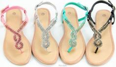 
                    
                        New Women's Sandals Rhinestone TStrap Flat Sandal Shoe Slingback Teal Black  #Unbranded #Gladiator
                    
                