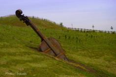 Alex Pentek. Hidden Landscape. Corten steel. 2013. Longford City By-Pass, Ireland.   It is erected on the new bypass around Longford town. Supposedly it was inspired by a fiddle which was found buried when excavations were being done for the new road.