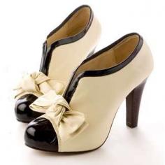 PU Leather Upper High Heel Ankle Boot With Bowknot Fashion Shoes - Rachel style :)