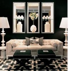 Dreamy Living Room Black and White Hollywood Regency room by Jonathan Adler