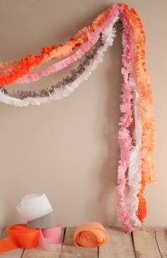 Fringe Paper Garland at A Subtle Revelry - Make a fringed garland from crepe paper streamers #diygarland #diyparty #craft