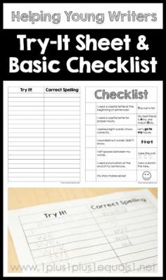 Helping Young Writers ~ Try It Sheet and Basic Writing Checklist {free printables}