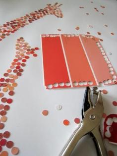 paint chips + hole punch + glue Or construction paper, whatever... Design with dots.