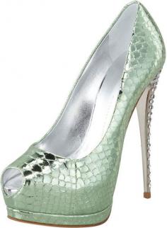 Giuseppe Zanotti Green Metallic Snakeembossed Pump Gr