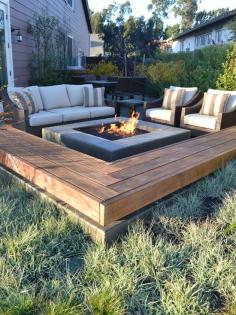 Built in bench around a backyard fire pit. Perfect.