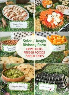 Safari / Jungle Themed First Birthday Party Part II – Appetizers, Finger Foods & Snack Ideas - Awesome theme for a baby shower as well!  #kidsparties