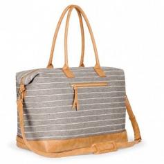 
                    
                        Canvas striped weekender bag with braid detail
                    
                