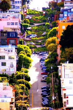 Lombard Street ~ the curviest street in the world is a fun place to visit in San Francisco, California. The views of the city and the SF Bay are stunning from the top!