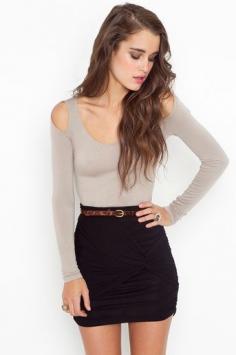 Cut out top with black skirt cute outfit