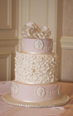 Amazing Pale Pink Baptism Cake Picture